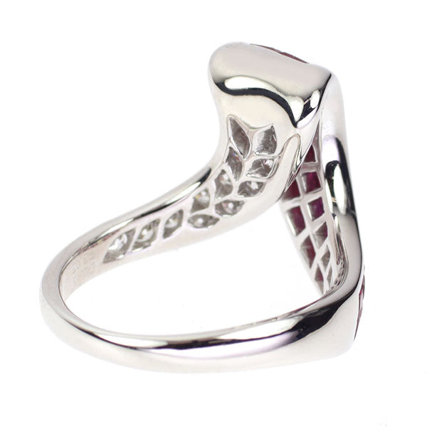 K18WG Ruby Diamond Ring 3.03ct D0.43ct Mystery Setting Pave