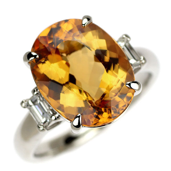 Pt900 インペリアルトパーズ ダイヤモンド リング 7.25ct D0.30ct
