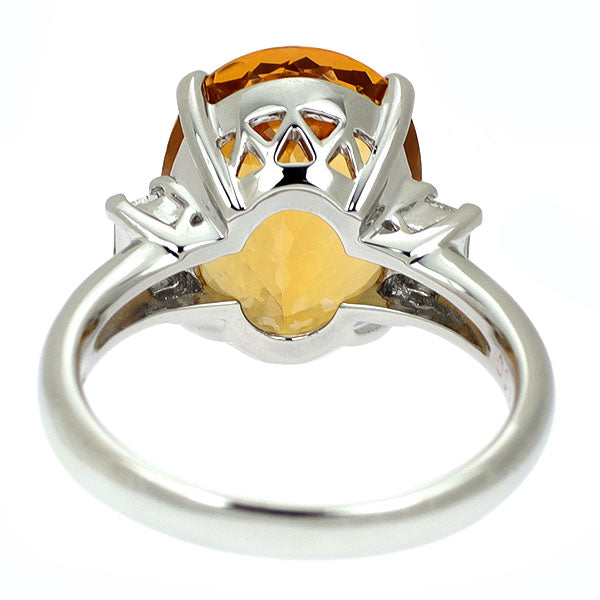 Pt900 インペリアルトパーズ ダイヤモンド リング 7.25ct D0.30ct