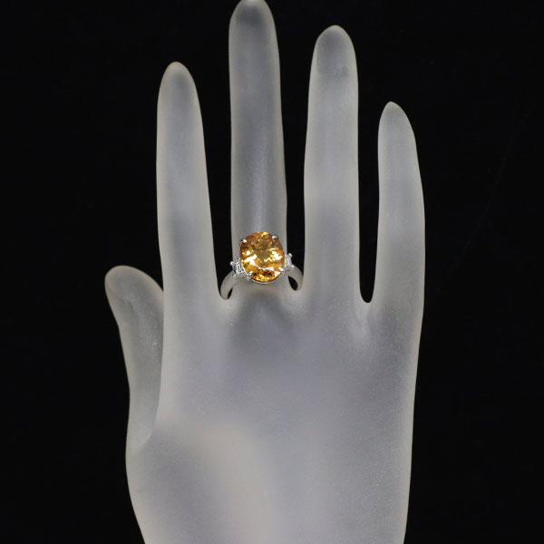 Pt900 インペリアルトパーズ ダイヤモンド リング 7.25ct D0.30ct