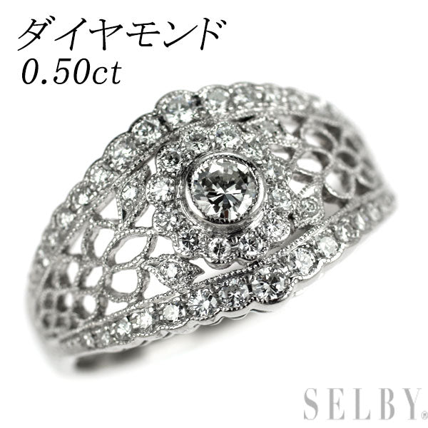 Pt950 ダイヤモンド リング 0.50ct フラワー