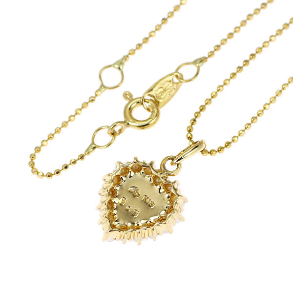 碌山/ロクザン K18YG カボションハートシェイプ ガーネット シードパール ペンダントネックレス 1.05ct