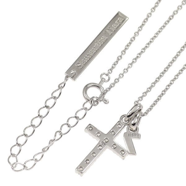 サマンサティアラ K18WG ダイヤモンド ペンダントネックレス 0.22ct イ・ビョンホンモデル 「7」クロス