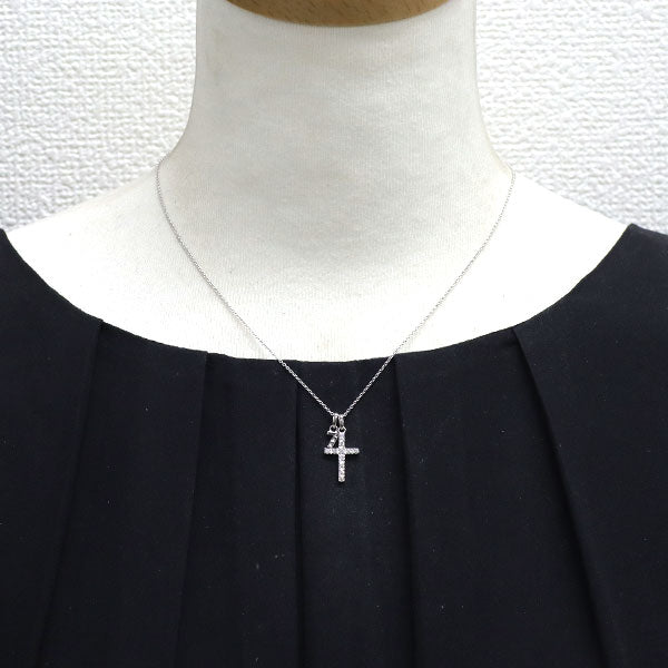 サマンサティアラ K18WG ダイヤモンド ペンダントネックレス 0.22ct イ・ビョンホンモデル 「7」クロス
