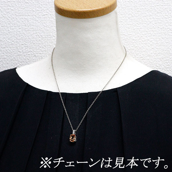 Pt900 インペリアルトパーズ ダイヤモンド ペンダントトップ 0.355ct D0.19ct
