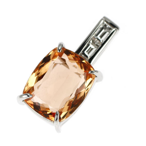 Pt900 インペリアルトパーズ ダイヤモンド ペンダントトップ 0.355ct D0.19ct