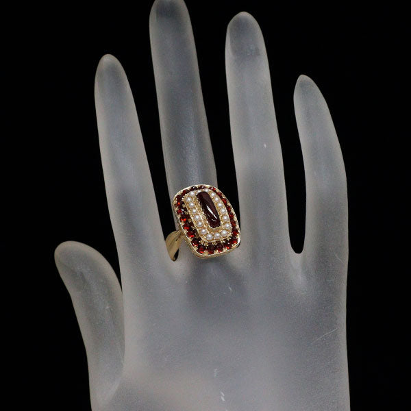 碌山/ロクザン K14YG ガーネット ベビーパール リング 2.80ct 径約1.6mm
