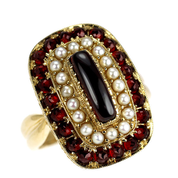 碌山/ロクザン K14YG ガーネット ベビーパール リング 2.80ct 径約1.6mm