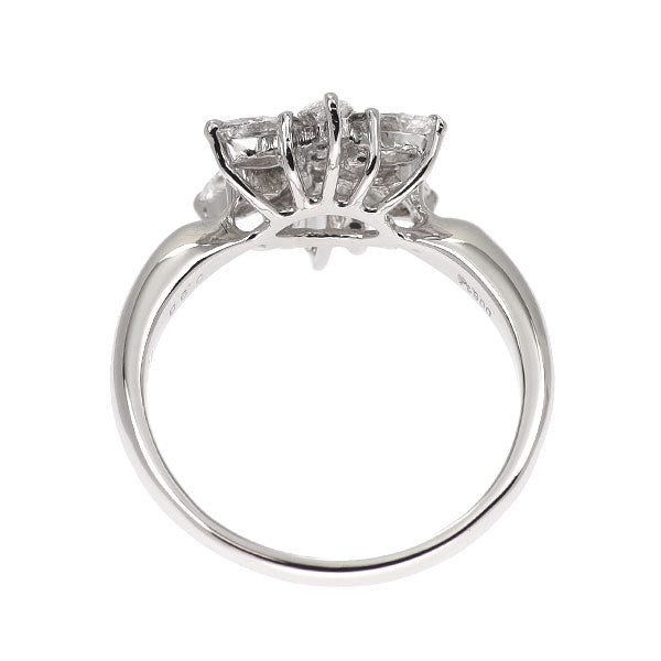 希少 Pt900 マーキスカット ダイヤモンド/ 天然ピンクダイヤ リング 0.98ct PD0.09ct  フラワー