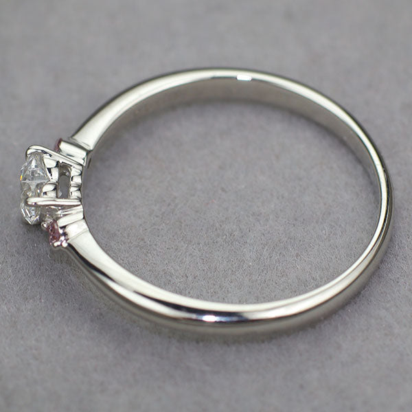 希少 Pt900 ハートシェイプ カラーレスダイヤモンド/ 天然ピンクダイヤ リング 0.276ct E VVS2 G/G PD0.045ct