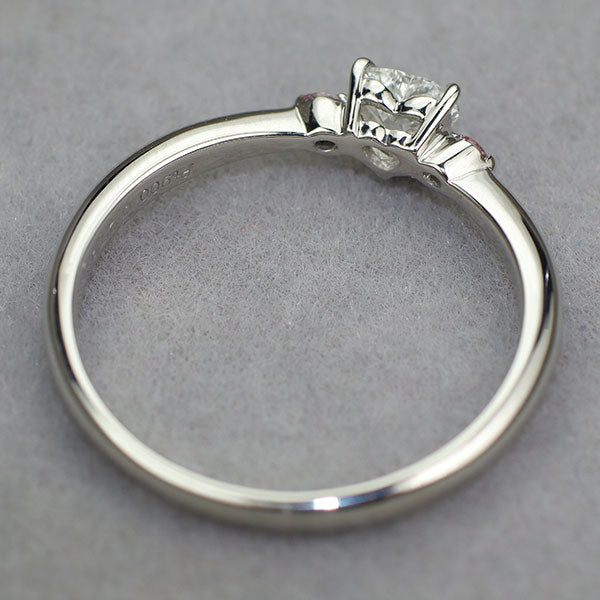 希少 Pt900 ハートシェイプ カラーレスダイヤモンド/ 天然ピンクダイヤ リング 0.276ct E VVS2 G/G PD0.045ct