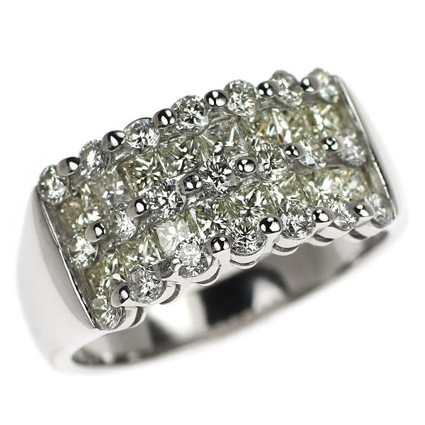 Pt900 プリンセス/ラウンドブリリアントカット リング 2.00ct