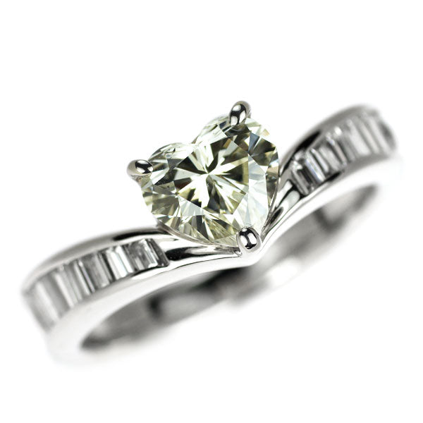 Pt900 ハートシェイプ ダイヤモンド リング 1.008ct D0.405ct