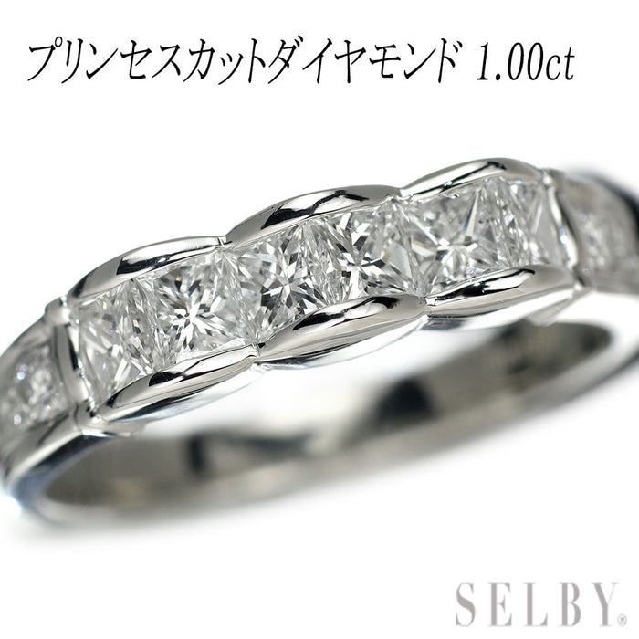 Pt900 プリンセス/ラウンドブリリアントカット ダイヤモンド リング 1.00ct