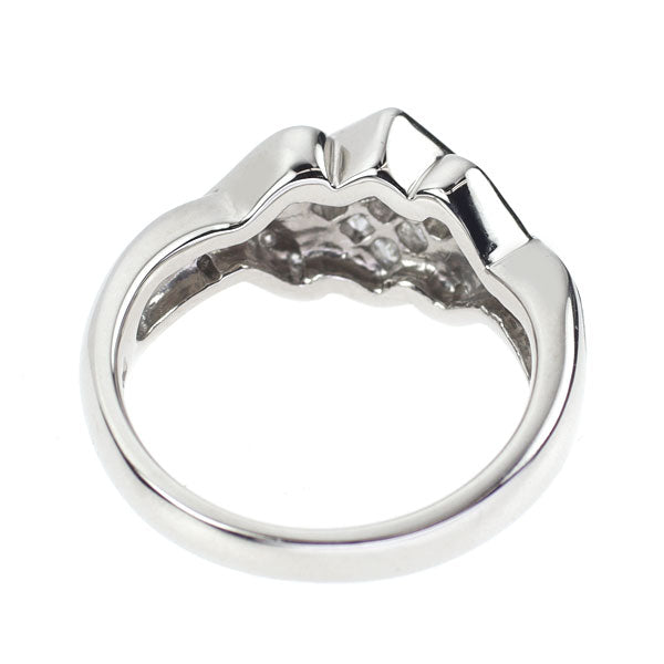 Pt900 プリンセス/ラウンドブリリアントカット ダイヤモンド リング 0.75ct  ミステリーセッティング