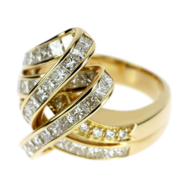 K18YG プリンセスカット ダイヤモンド リング 2.27ct D0.11ct