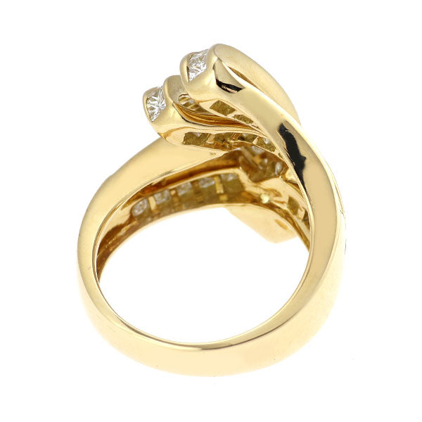 K18YG プリンセスカット ダイヤモンド リング 2.27ct D0.11ct