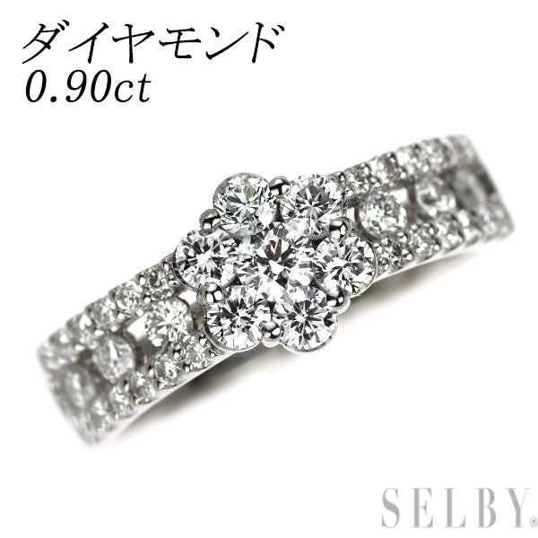 Pt900 ダイヤモンド リング 0.90ct フラワー