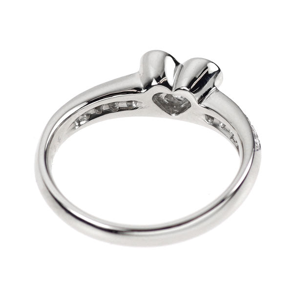 Pt900 ハーフムーン/プリンセスカット ダイヤモンド リング 0.30ct D0.14ct ミステリーセッティング ハート