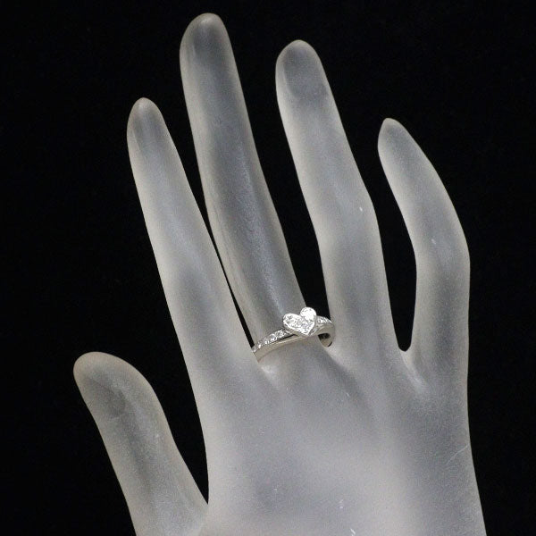 Pt900 ハーフムーン/プリンセスカット ダイヤモンド リング 0.30ct D0.14ct ミステリーセッティング ハート