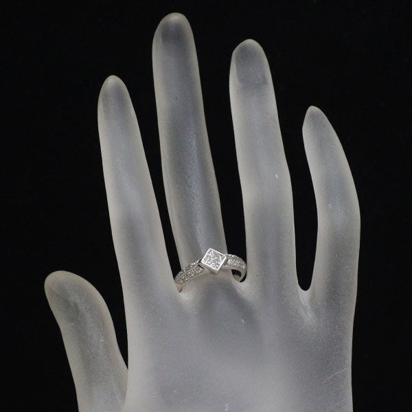 Pt900 プリンセス/ラウンドブリリアントカット ダイヤモンド リング 0.50ct ミステリーセッティング