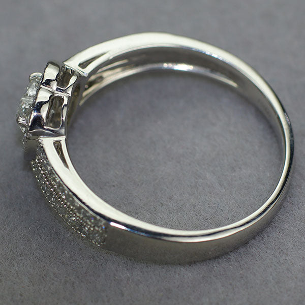 Pt900 ハートシェイプ ダイヤモンド リング 0.302ct D0.32ct ハート