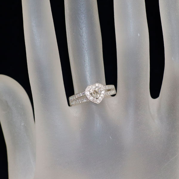 Pt900 ハートシェイプ ダイヤモンド リング 0.302ct D0.32ct ハート