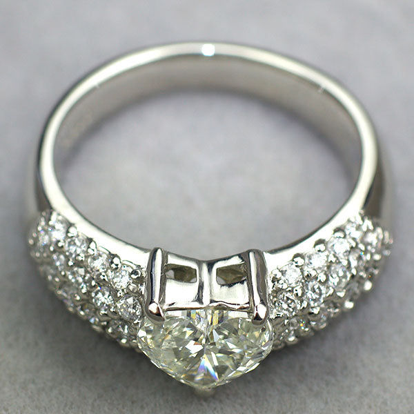Pt900 ハートシェイプ ダイヤモンド リング 1.008ct J SI1 D0.52ct パヴェ