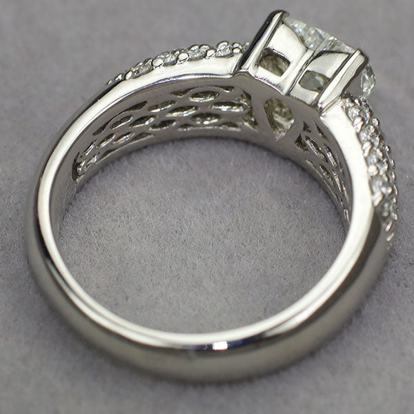 Pt900 ハートシェイプ ダイヤモンド リング 1.008ct J SI1 D0.52ct パヴェ