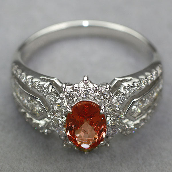 新品 希少 Pt900 パパラチア サファイア ダイヤモンド リング 0.937ct D0.72ct