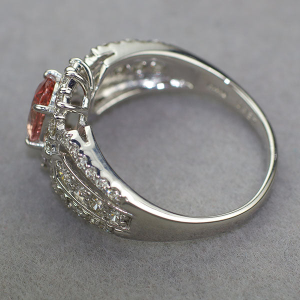 新品 希少 Pt900 パパラチア サファイア ダイヤモンド リング 0.937ct D0.72ct