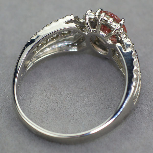 新品 希少 Pt900 パパラチア サファイア ダイヤモンド リング 0.937ct D0.72ct