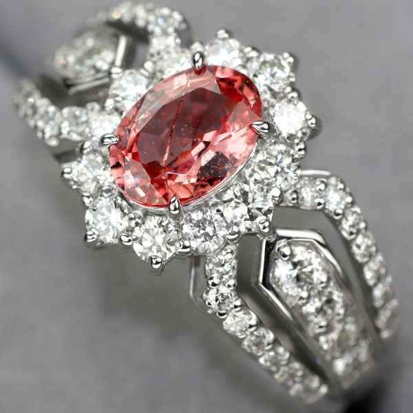新品 希少 Pt900 パパラチア サファイア ダイヤモンド リング 0.937ct D0.72ct