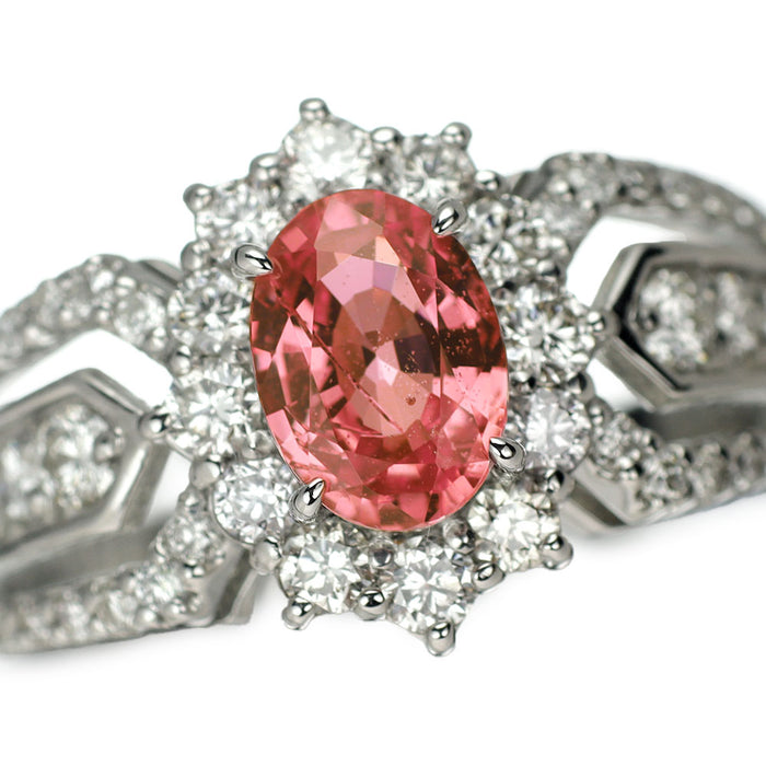 新品 希少 Pt900 パパラチア サファイア ダイヤモンド リング 0.937ct D0.72ct