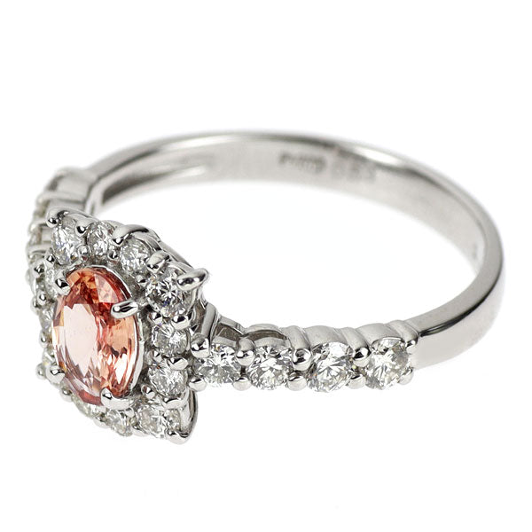新品 希少 Pt900 パパラチア サファイア ダイヤモンド リング 0.53ct D0.64ct