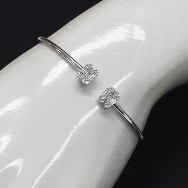 新品 K18WG ダイヤモンド オープンバングル/ブレスレット 0.618ct