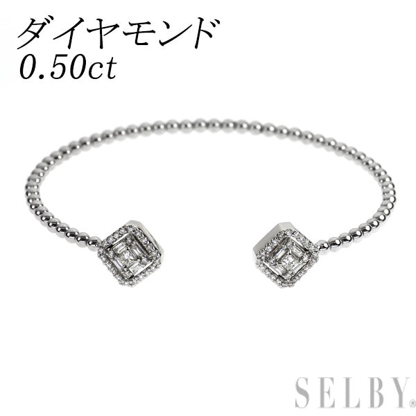 新品 Pt900 ダイヤモンド オープンバングル/ブレスレット 0.50ct