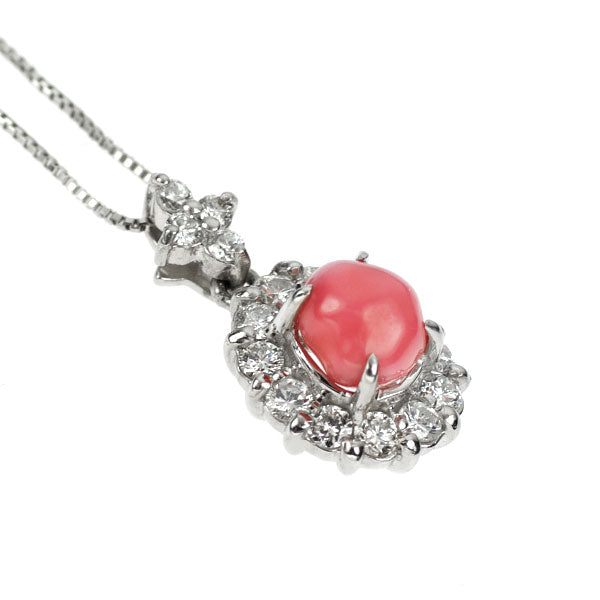 希少 Pt900/ Pt850 コンクパール ダイヤモンド ペンダントネックレス 0.89ct D0.35ct