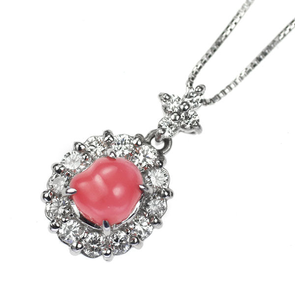 希少 Pt900/ Pt850 コンクパール ダイヤモンド ペンダントネックレス 0.89ct D0.35ct