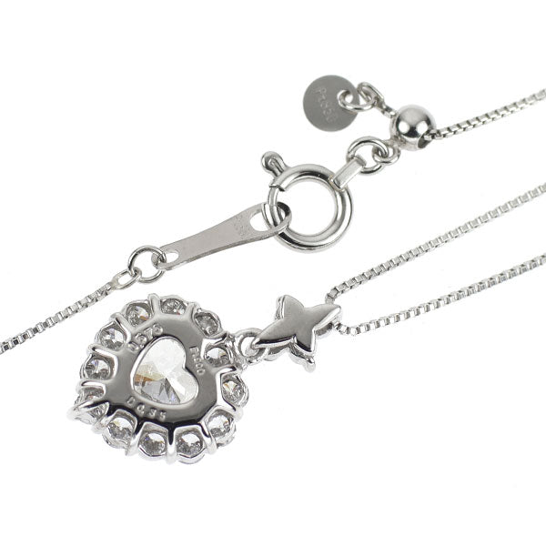 Pt900/ Pt850 ハートシェイプ ダイヤモン ペンダントネックレス 0.576ct H SI2 D0.35ct
