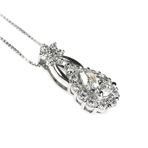 新品 Pt900/ Pt850 ペアシェイプ ダイヤモンド ペンダントネックレス 0.528ct J VS1 D0.31ct