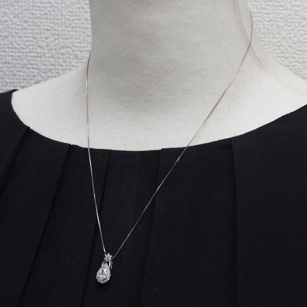 新品 Pt900/ Pt850 ペアシェイプ ダイヤモンド ペンダントネックレス 0.528ct J VS1 D0.31ct