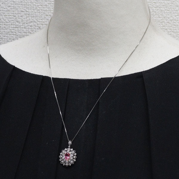 新品 希少 Pt900/K18PG/Pt850 パパラチア サファイア ダイヤモンド ペンダントネックレス 1.05ct D0.73ct