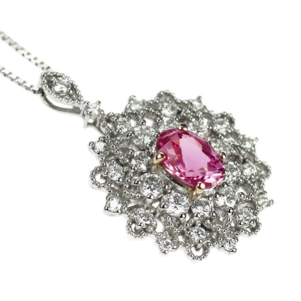 新品 希少 Pt900/K18PG/Pt850 パパラチア サファイア ダイヤモンド ペンダントネックレス 1.05ct D0.73ct