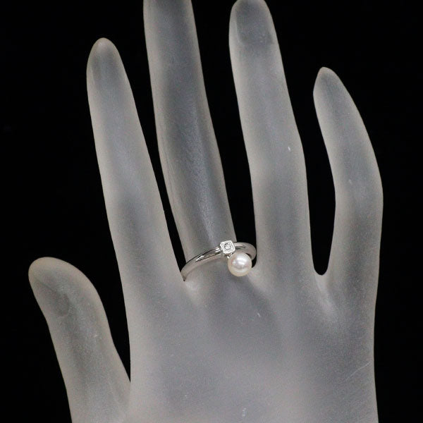田崎真珠 K14WG アコヤ 真珠 ダイヤモンド リング 径約5.6mm D0.01ct