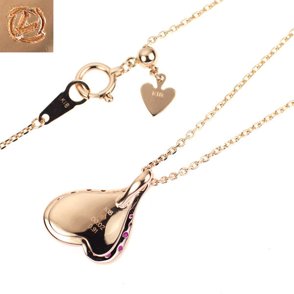 ローズヴィフ ブラックメッキ/K18PG ルビー ダイヤモンド ペンダントネックレス 0.91ct D0.02ct
