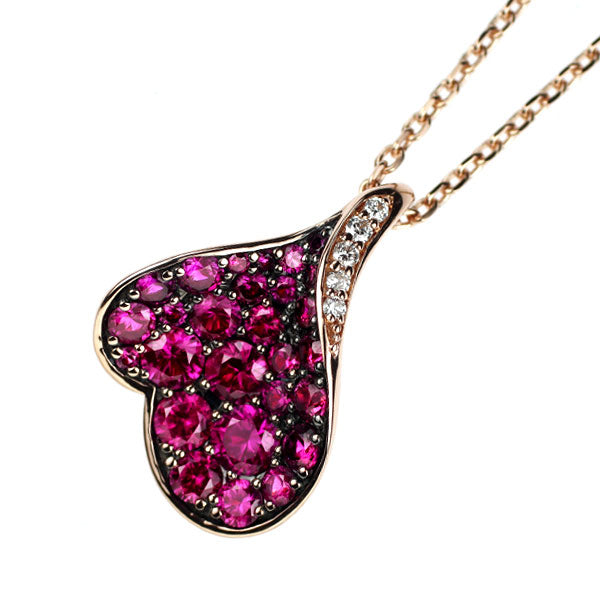 ローズヴィフ ブラックメッキ/K18PG ルビー ダイヤモンド ペンダントネックレス 0.91ct D0.02ct