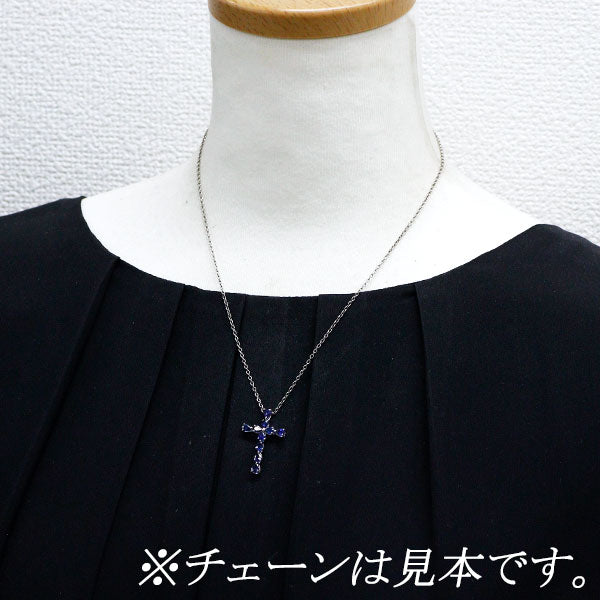 K14WG サファイア ペンダントトップ 1.87ct クロス