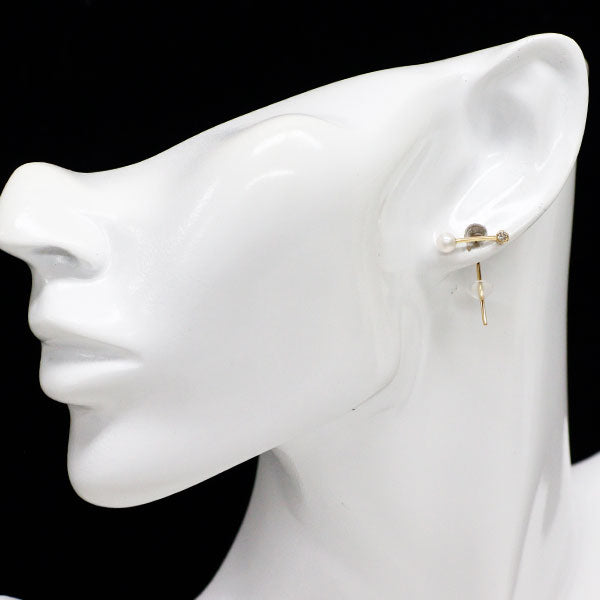 Hirotaka/ヒロタカ K18YG ベビーアコヤ 真珠/パール ダイヤモンド ピアス 径約 4.2mm 0.03ct 片耳のみ