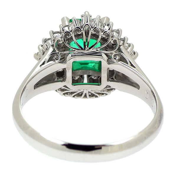 Pt900 エメラルド ダイヤモンド リング 0.77ct D0.58ct